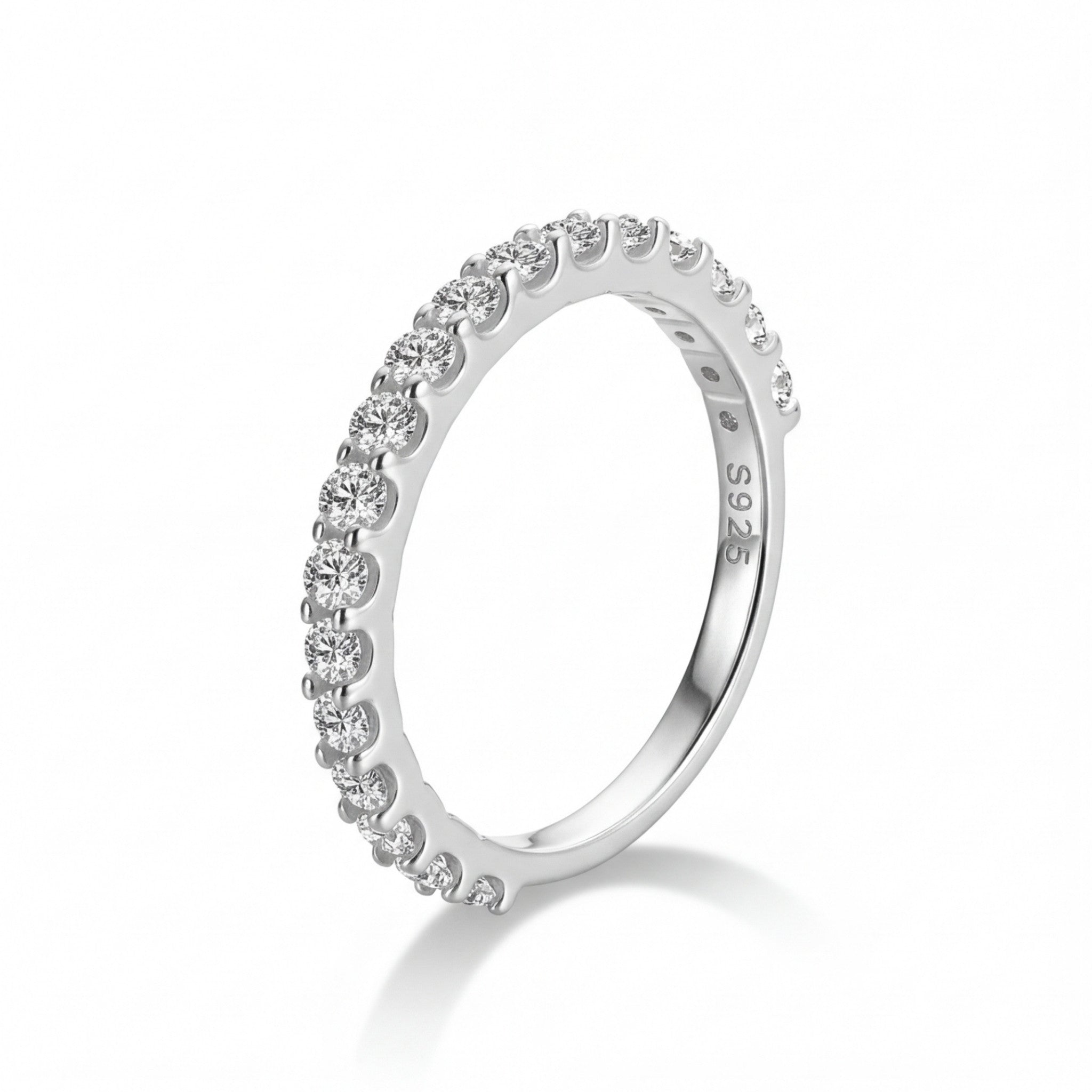 Gleamond Moissanite 0.6 Ct White Gold Round Cut Eternity Wedding Band