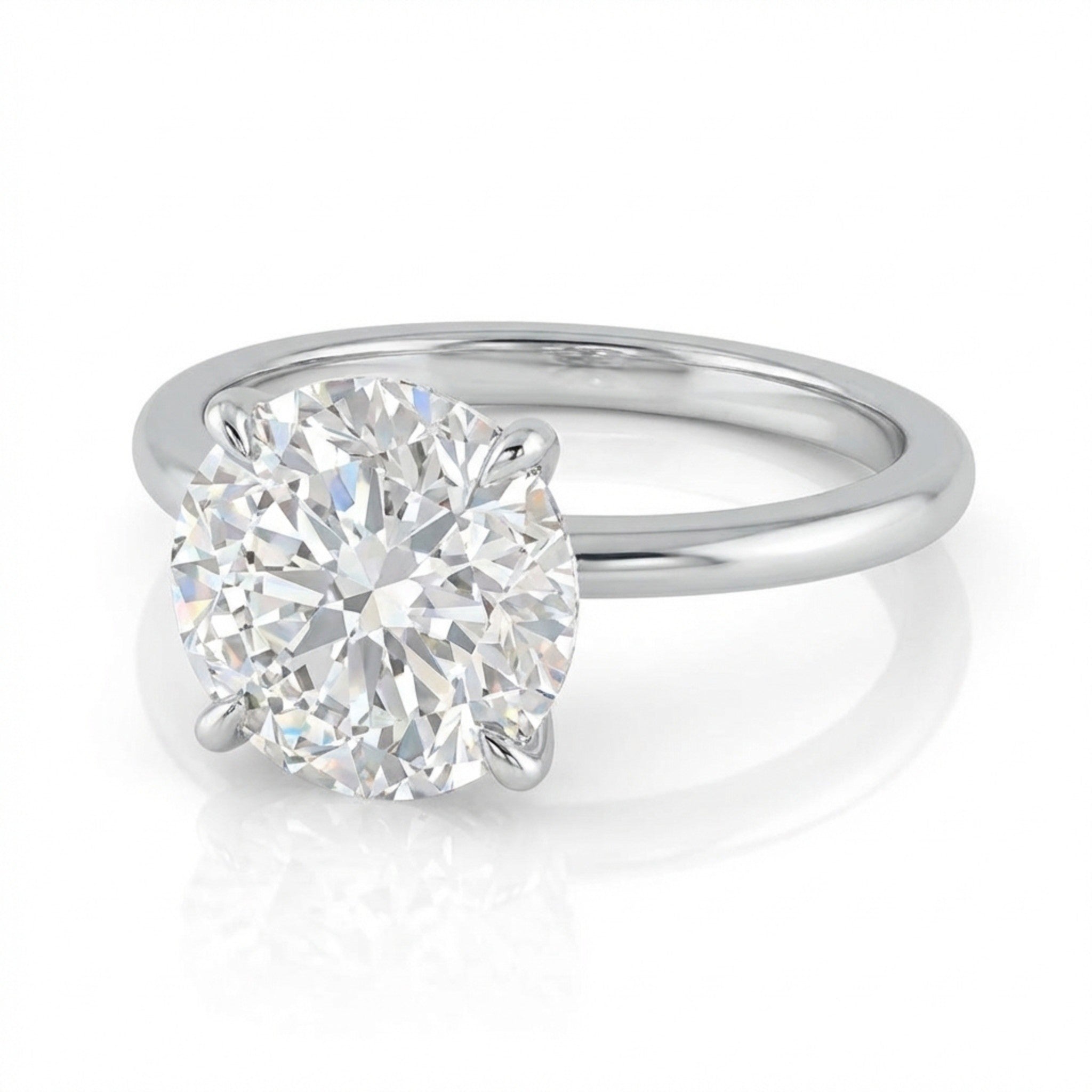 Gleamond Moissanite 2.0~4.0 Ct Round Cut White Gold Promise Ring