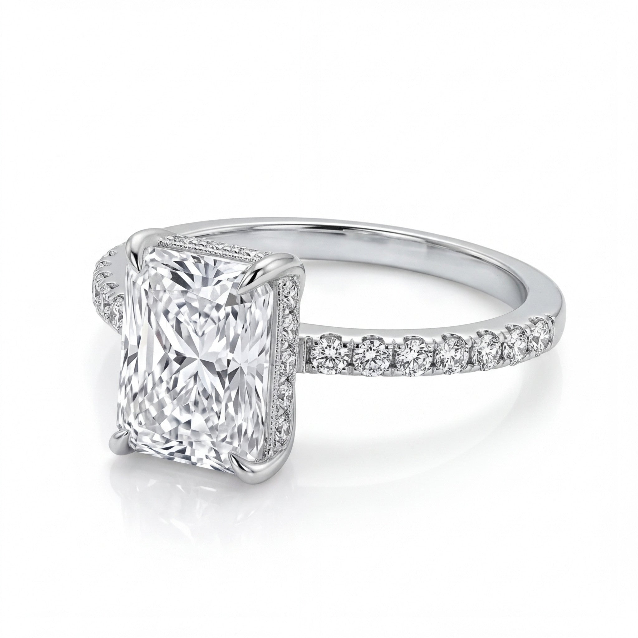 Gleamond Moissanite 2.0 Ct Radiant Cut White Gold Engagement Ring