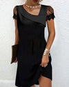 Lace Sleeve Asymmetric Neck Mini Dress for Women