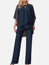 Gleamond | Women’s Chiffon Pantsuit Two Piece Formal Wide Leg Set
