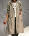Mid-Length Waterproof Rain Jacket for Women with Adjustable Hood