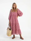 Women's Long Sleeve Midi Dress with Geometric Print