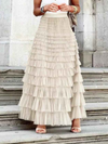 Gleamond | Women’s Tiered Maxi Skirt High Waist Mesh Boho Skirt