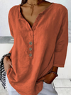 Gleamond | Women’s V Neck Button Blouse Loose Fit Casual Summer Top