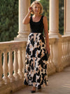 Sleeveless Maxi Dress with Flowing Printed Skirt