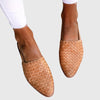 Women's Summer Slingback Flats with Woven Upper Adjustable Strap and Closed Pointed Toe
