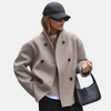 Double-Breasted V-Neck Long Sleeve Women's Coat for Autumn and Winter