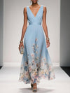 Gleamond | Women’s Floral Maxi Dress V Neck Elegant Wedding Guest Dress