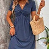 Gleamond | Women's Twist Front Mini Dress V-Neck Short Sleeve Casual Summer Dress