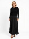 Women's Knit Top and Pleated Skirt Midi Dress with Long Sleeves