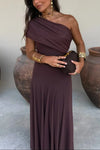 Women's Off-Shoulder Draped Bodice Maxi Dress for Wedding Guests