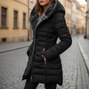 Women's Insulated Quilted Hooded Puffer Coat with Zippered Side Pockets