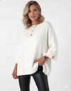 Elegant Oversized Knit Jumper for Women with Gold Button Detail and Relaxed Fit