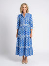 Women's Midi Dress with Three Quarter Sleeves and Chain Pattern