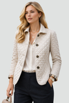 Women's Fitted Diamond-Quilted Jacket with Contrast Check Cuff Detail