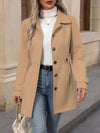 Women's Fitted Double-Breasted Trench Coat with Gold Button Accents