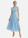 Gleamond | Women’s Lace Maxi Dress Elegant Flared Wedding Guest Dress