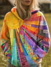 Women's Bohemian Multicolour Patchwork Sun Hoodie