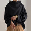 Draped High Neck Long Sleeve Top for Women with Relaxed Fit and Voluminous Sleeves