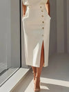 Gleamond | Women’s Midi Dress Side Slit Elegant Fitted Dress