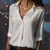 Elegant Satin Look Blouse for Women with Button Closure and Long Sleeves