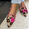 Leopard Print Pointed Toe Flats with Tassel Accents for Women