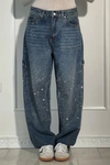 High Waisted Straight Jeans for Women’s with Subtle Glitter Finish