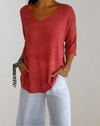 Lightweight Long V-Neck Top for Women – Elegant Casual Style with Relaxed Fit