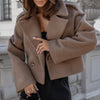 Chic Ladies' Short Winter Coat with Wide Lapels and Button Closure