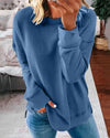 Gleamond | Women's Relaxed Crew Neck Sweatshirt with Curved Hem and Side Slits
