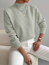 Women's Mock Neck Relaxed Knit Sweater with Ribbed Details