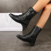 Mid-Calf Lace-Up Women's Boots with Ankle Strap Detail