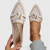 Women's Pointed-Toe Slip-On Flat Loafers with Knot Detail and Two-Tone Contrast Trim