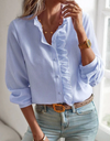 Women's Ruffle Trim Button Blouse for Effortless Everyday Elegance