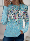 Women's Floral Crew Neck Long Sleeve Shirt for Everyday Wear