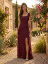 Gleamond | Women's Ruffled Maxi Evening Dress