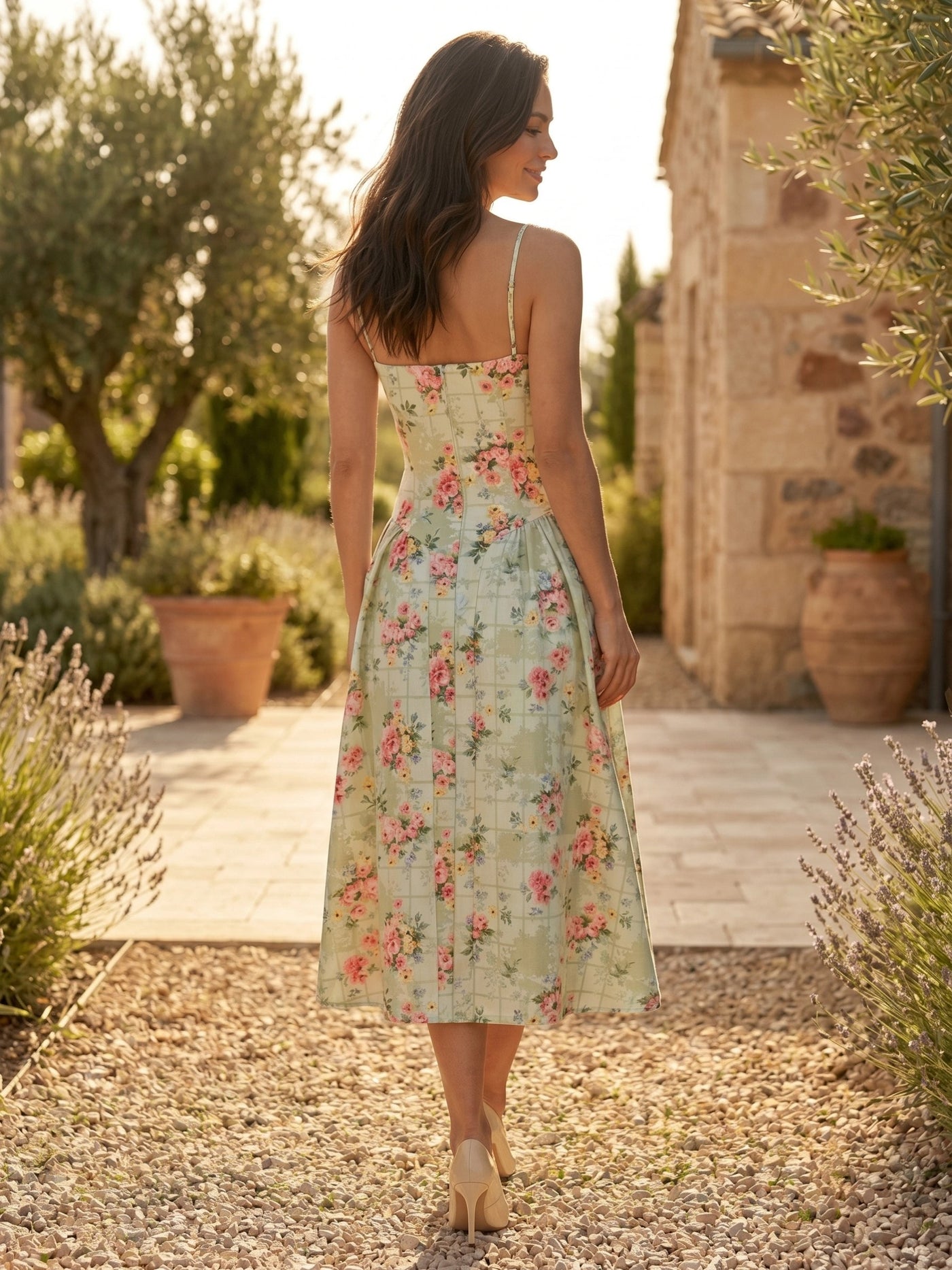 spring corset midi dress Gleamond