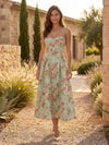 Gleamond | Women's Floral Corset Midi Dress