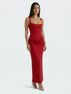 Gleamond | Women Maxi Dress – Draped Fit Strapless, Side Split