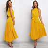 Elegant Halter Neck Midi Dress with Loose Fit for Women