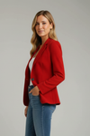 Notched Lapel Women's Blazer with Single Button Detail