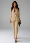 Women's Tailored Double-Breasted Blazer and Trousers Set for Office and Formal Wear