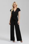 V Neck Jumpsuit for Women with Tied Waist and Wide Legs