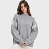 Oversized High-Neck Knit Pullover Sweater for Effortless Everyday Style