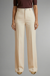 High-Waisted Straight Leg Trousers for Women with Pull-On Closure