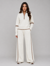 Women's Relaxed Fit Half Zip Lounge Co-Ord Set with Wide Leg Trousers