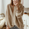 Oversized Taupe Fluffy Knit Cardigan with Button Front