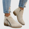 Ankle Boots for Women with Side Zip and Low Block Heel