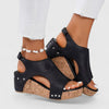 Women's Wedge Sandals with Open Toe and Studded Cork Sole